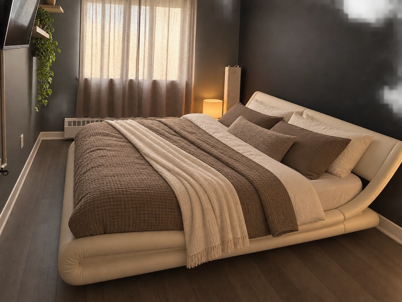 White Faux Leather Platform Bed Frame