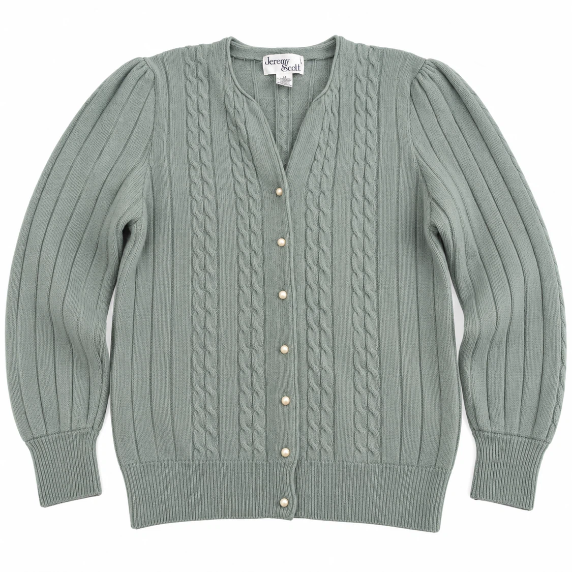 Jeremy Scott Sage Green Cardigan Large