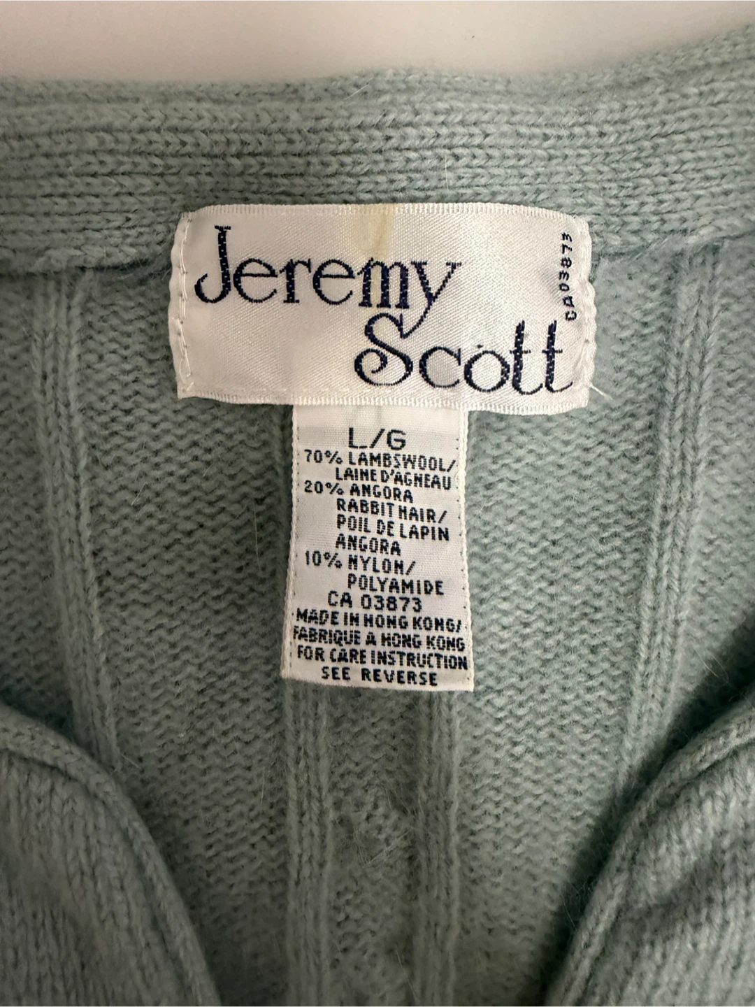Jeremy Scott Sage Green Cardigan Large - photo 2