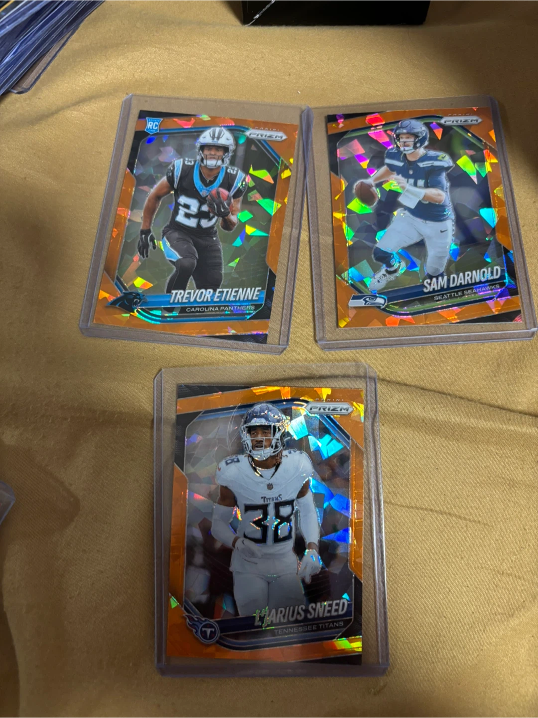 3 Panini Prizm Orange Ice NFL Cards