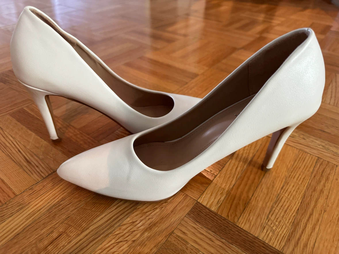 White Pointed Leather Heels Shoes - photo 5
