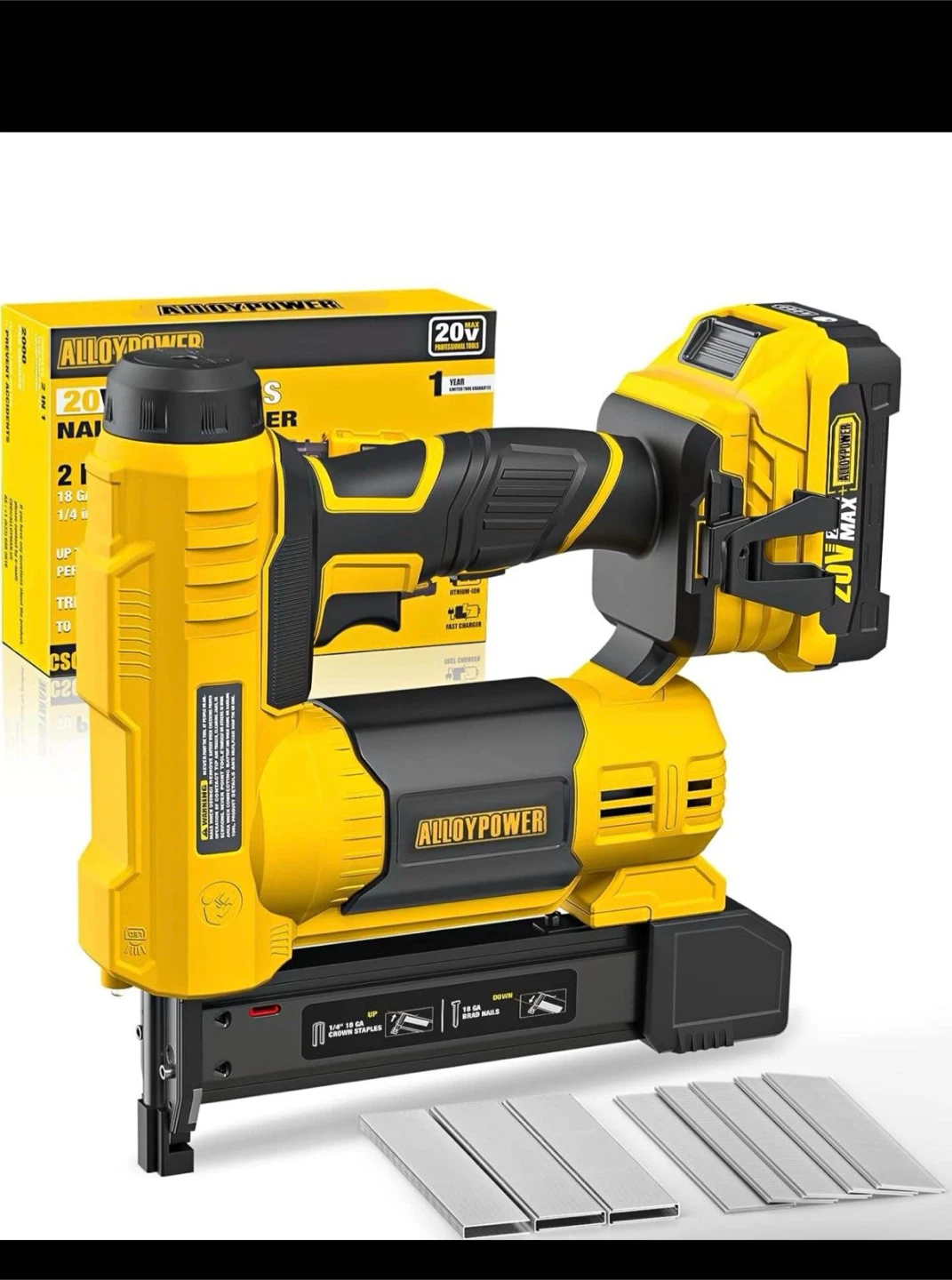 AlloyPower 2-in-1 20V Cordless Nailer & Stapler