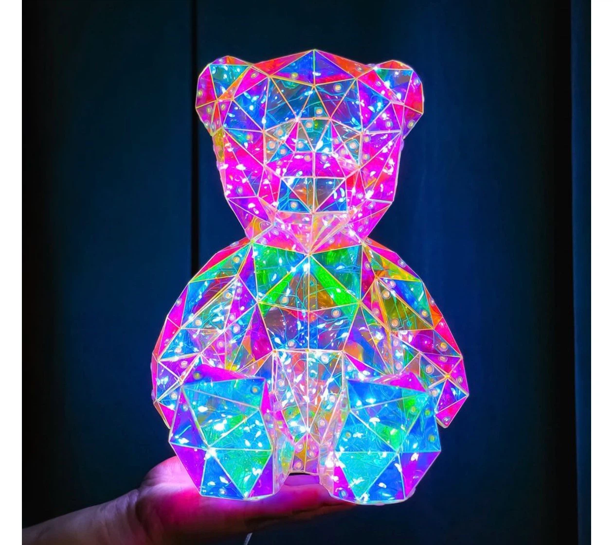 Iridescent Geometric Bear LED Light
