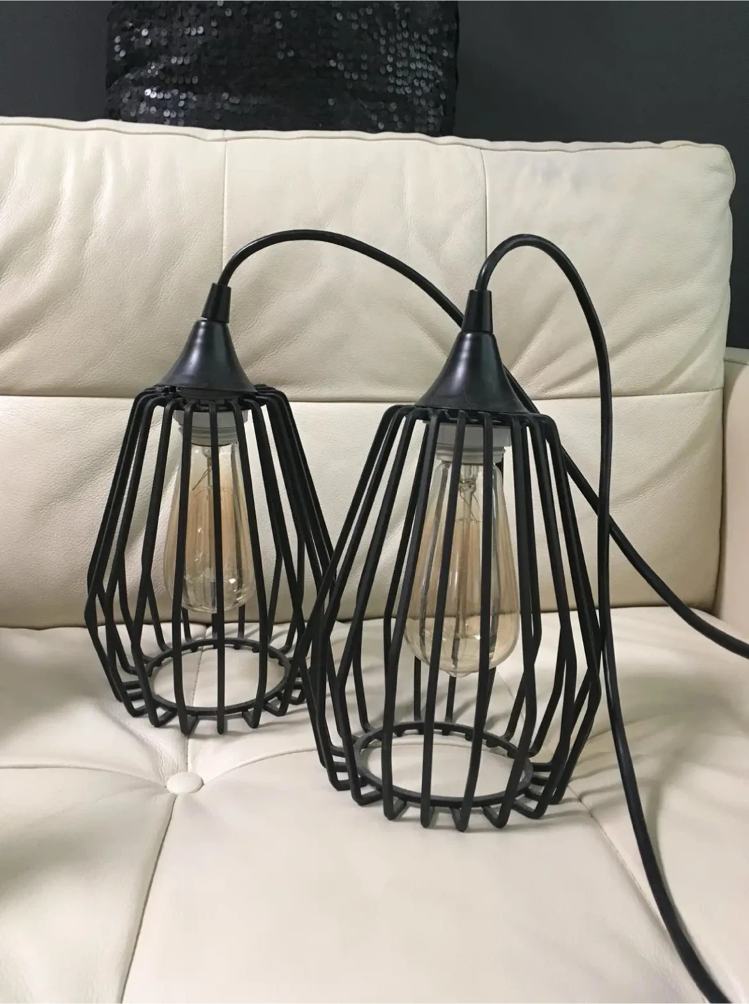 Set of 2 Industrial Cage Pendant Lights - photo 2