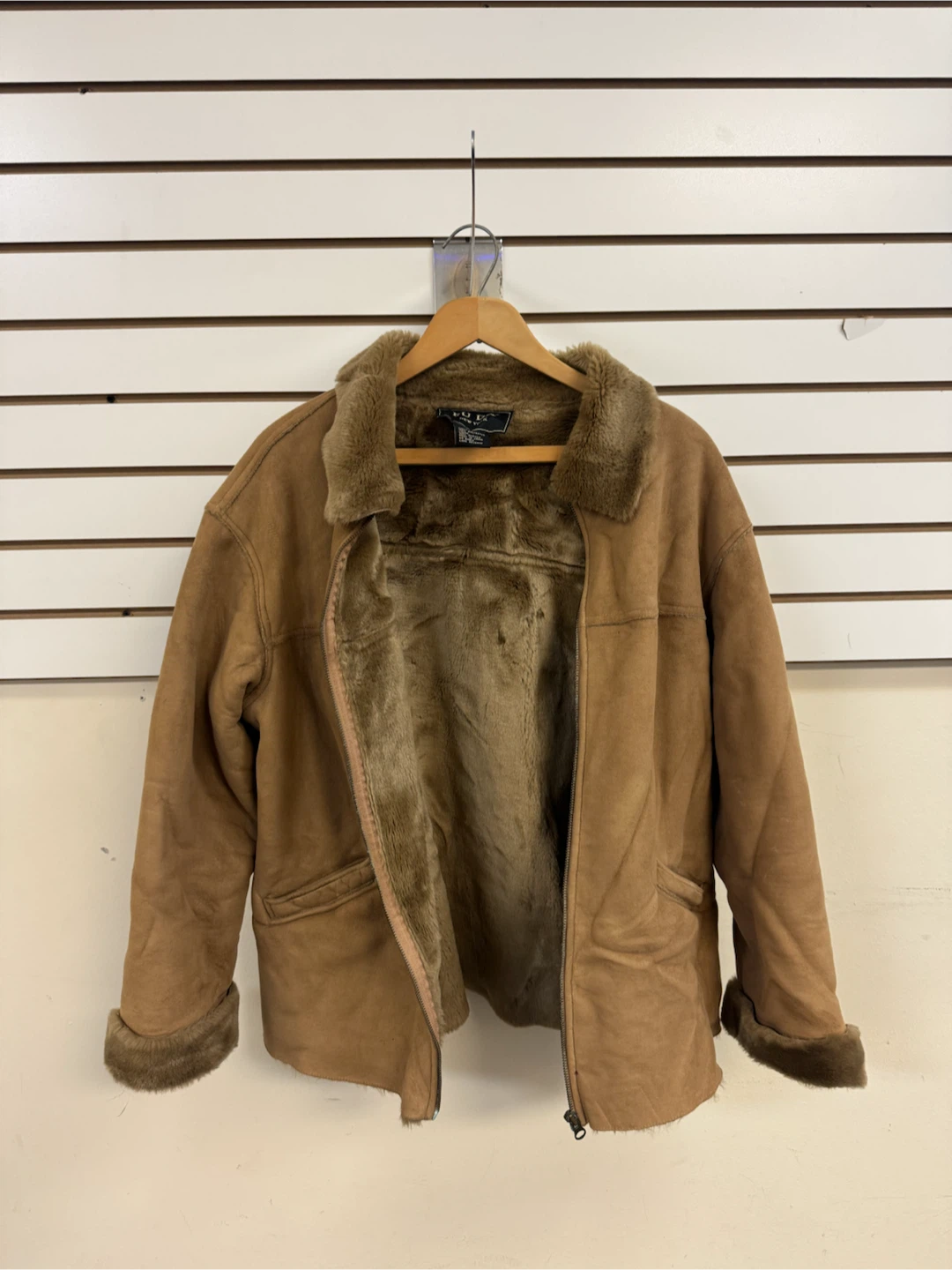 Fu Da New York Faux Suede Jacket, Brown, Size M