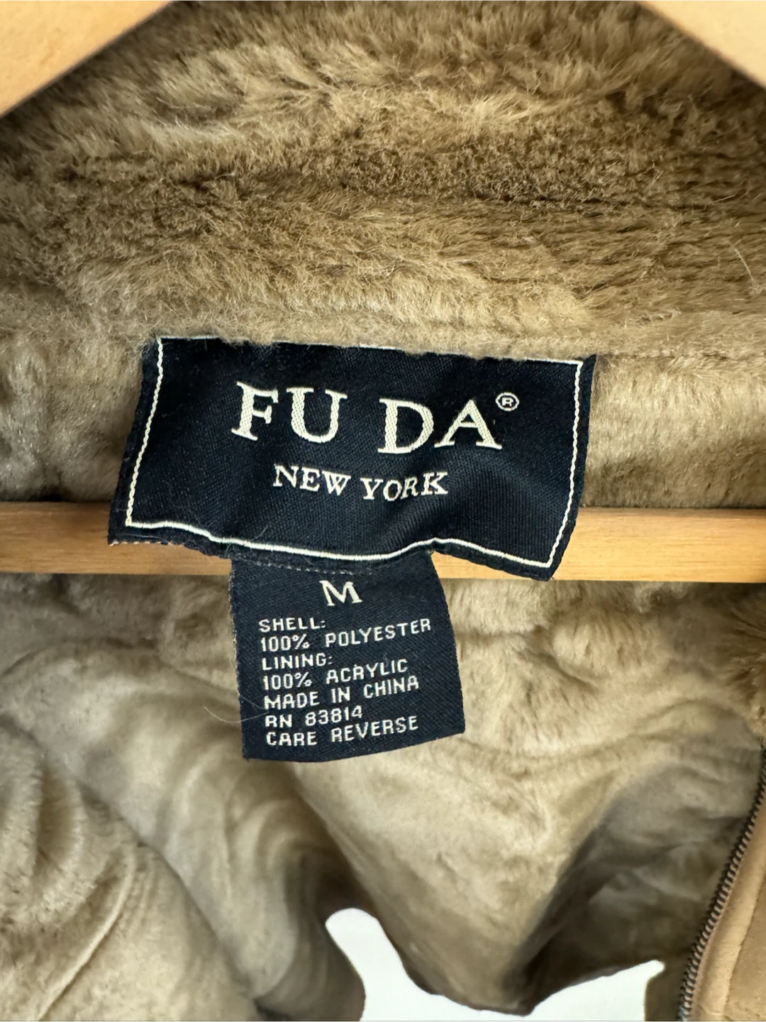 Fu Da New York Faux Suede Jacket, Brown, Size M - photo 2