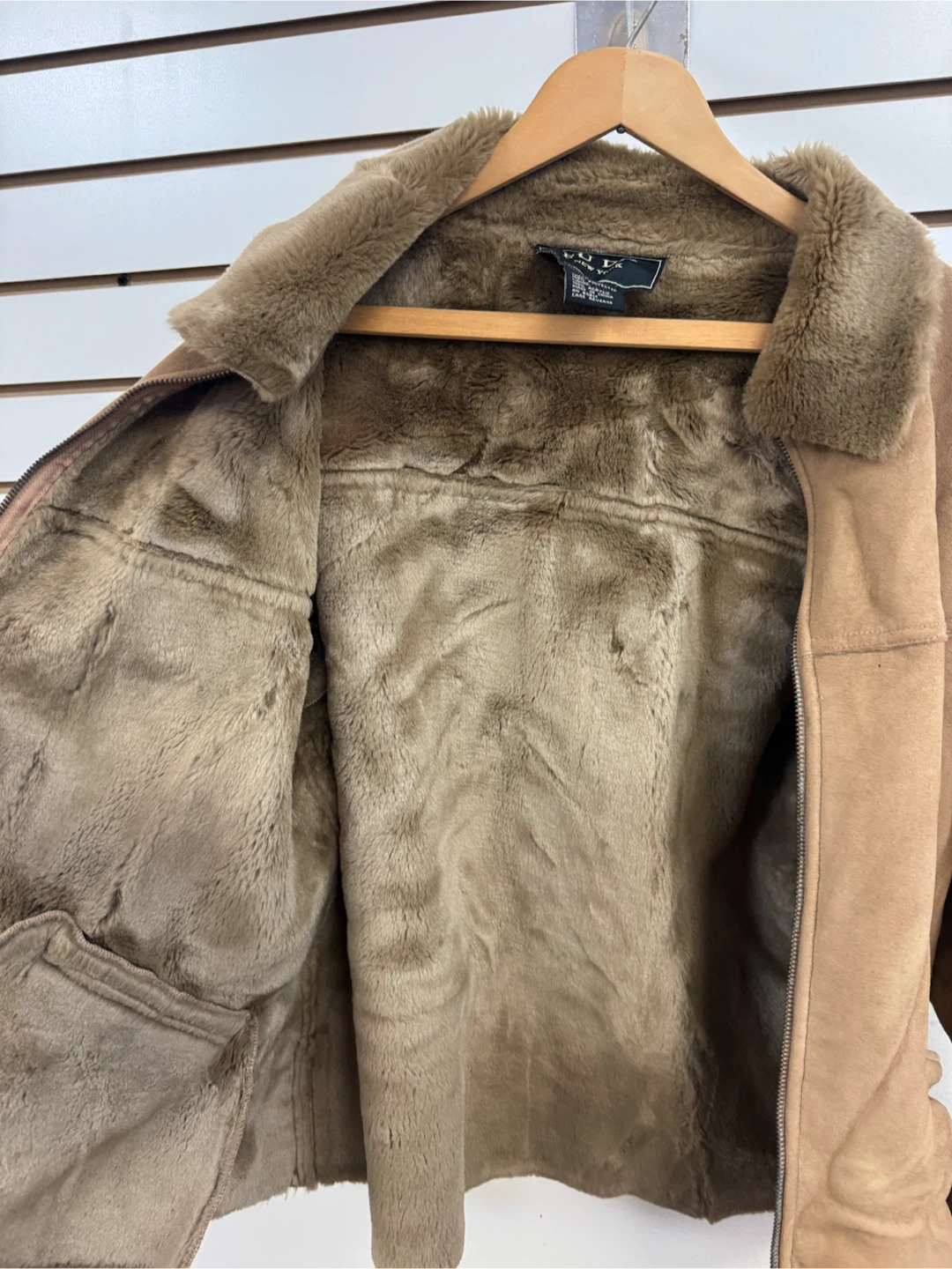 Fu Da New York Faux Suede Jacket, Brown, Size M - photo 3