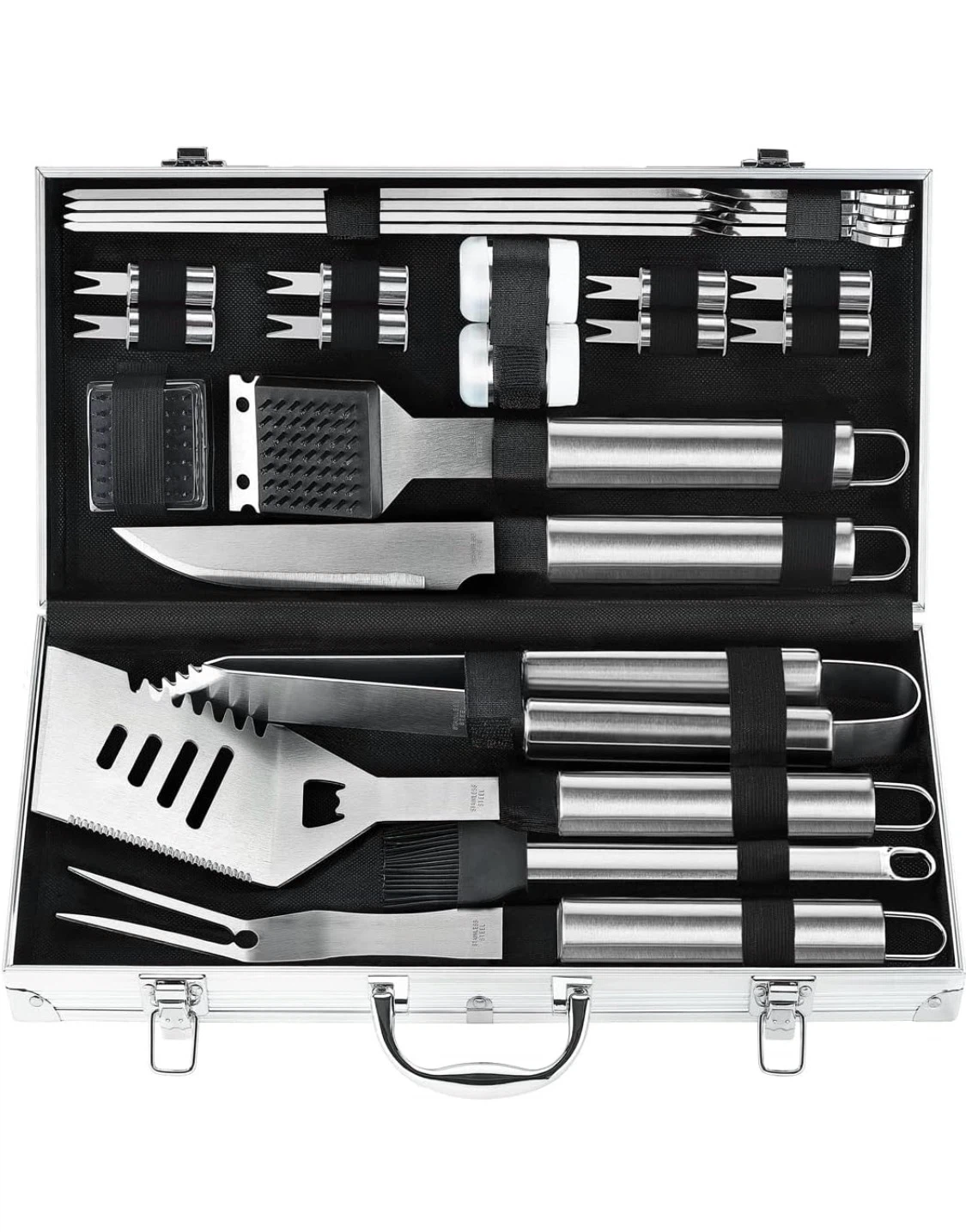 Stainless Steel BBQ Grilling Tool Set with Case