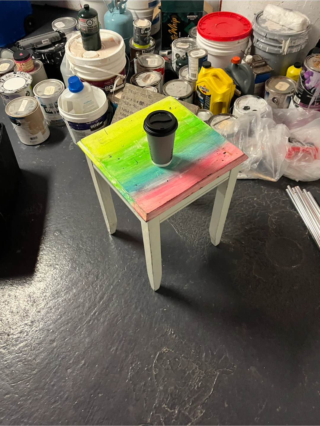 Painted wooden side table