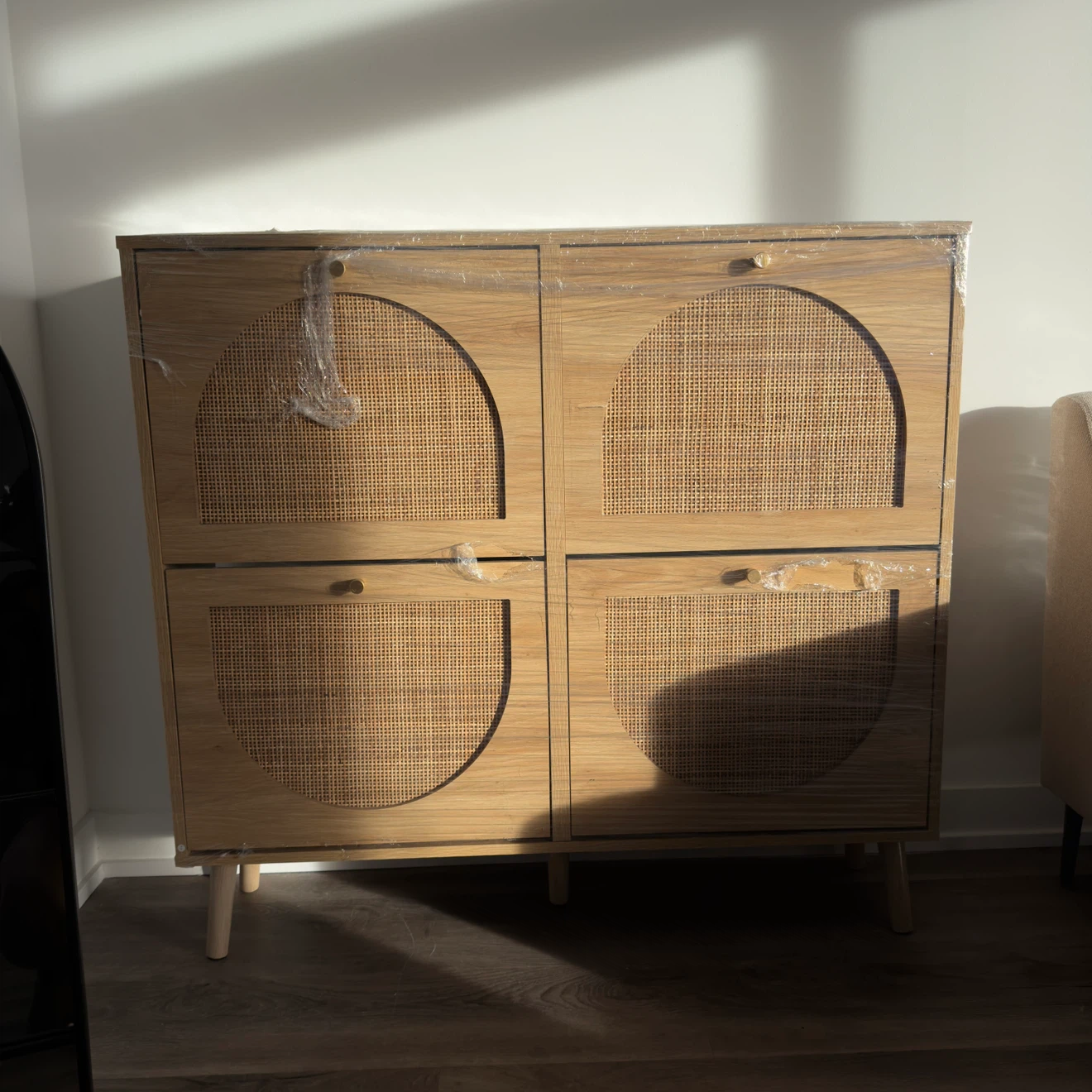41.3” W, 4 Drawer Flip down shoe Rack
