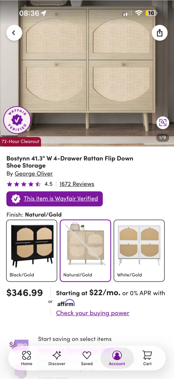41.3” W, 4 Drawer Flip down shoe Rack - photo 5