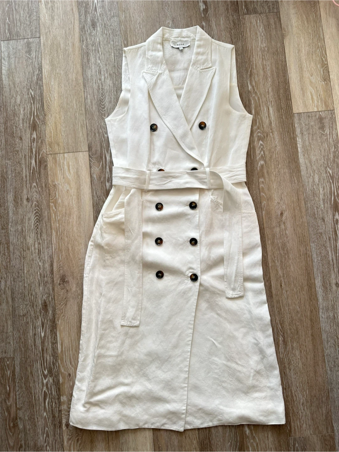Reiss Off-white Double-Breasted Vest Dress