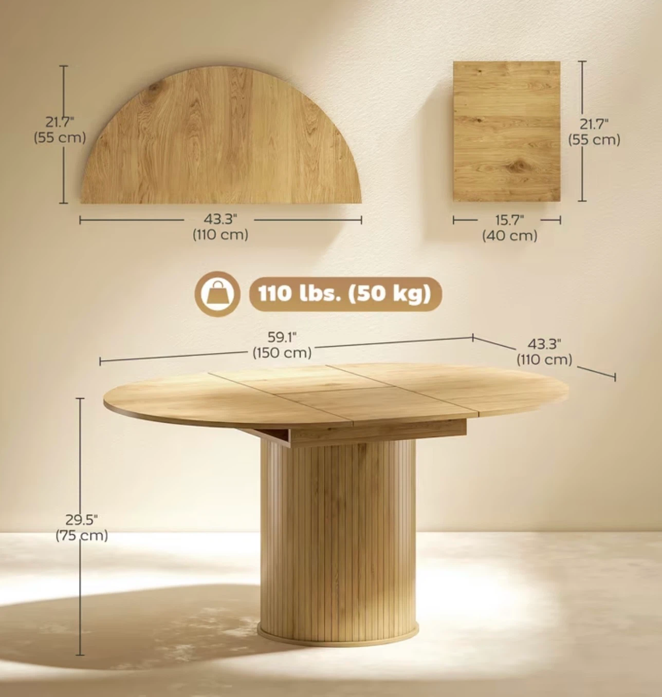 Extendable Oak-Look Dining Table - photo 3