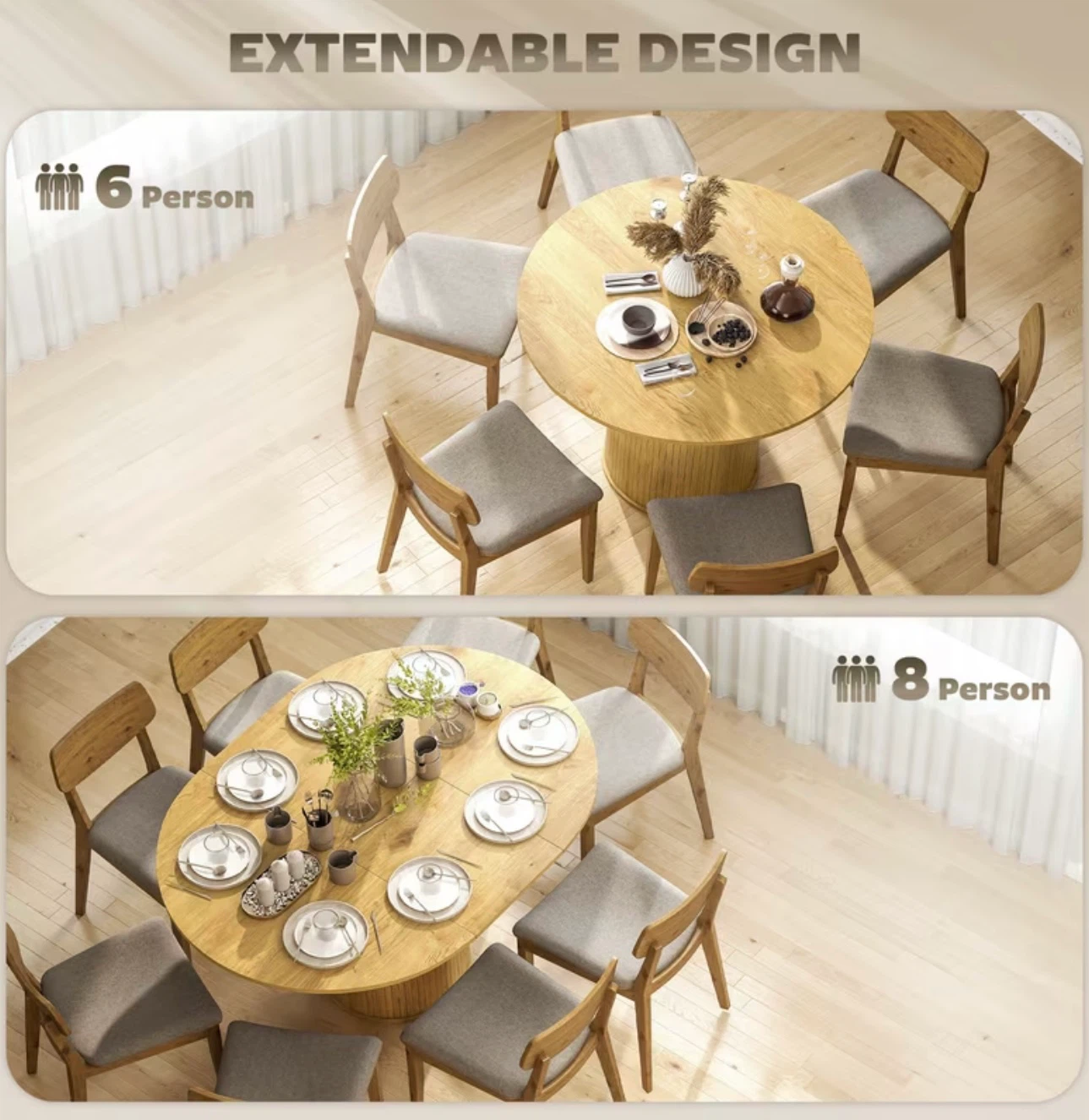 Extendable Oak-Look Dining Table - photo 4