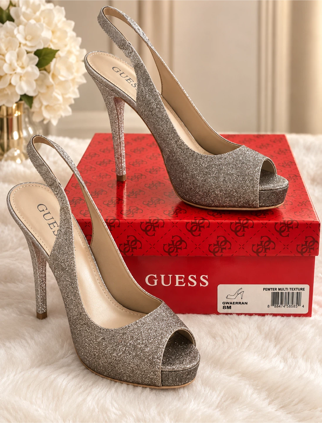 Guess GWAERRAN Pewter Multi Texture Heels