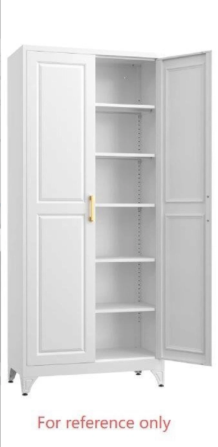 White Metal Storage Cabinet with 5 Adjustable Shelves - photo 3