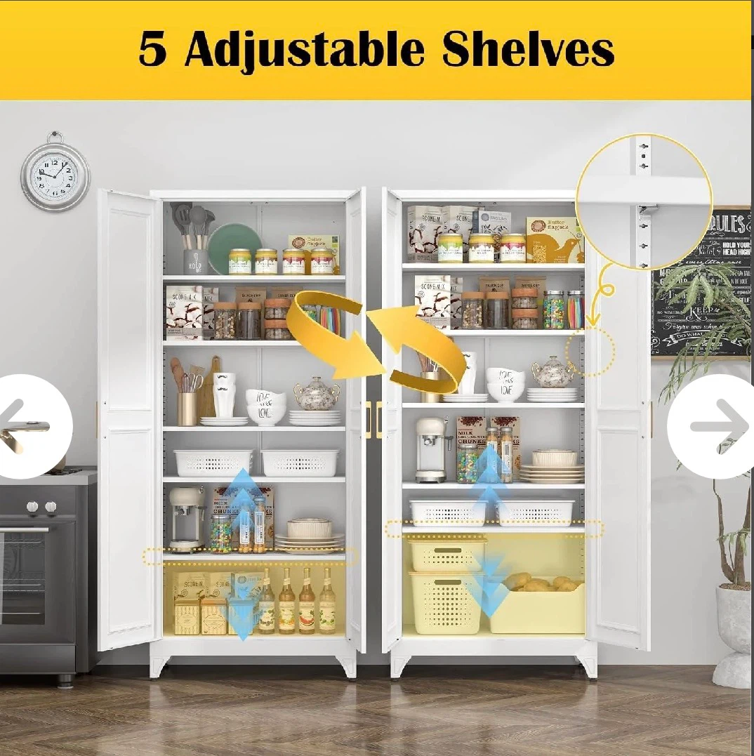 White Metal Storage Cabinet with 5 Adjustable Shelves - photo 4