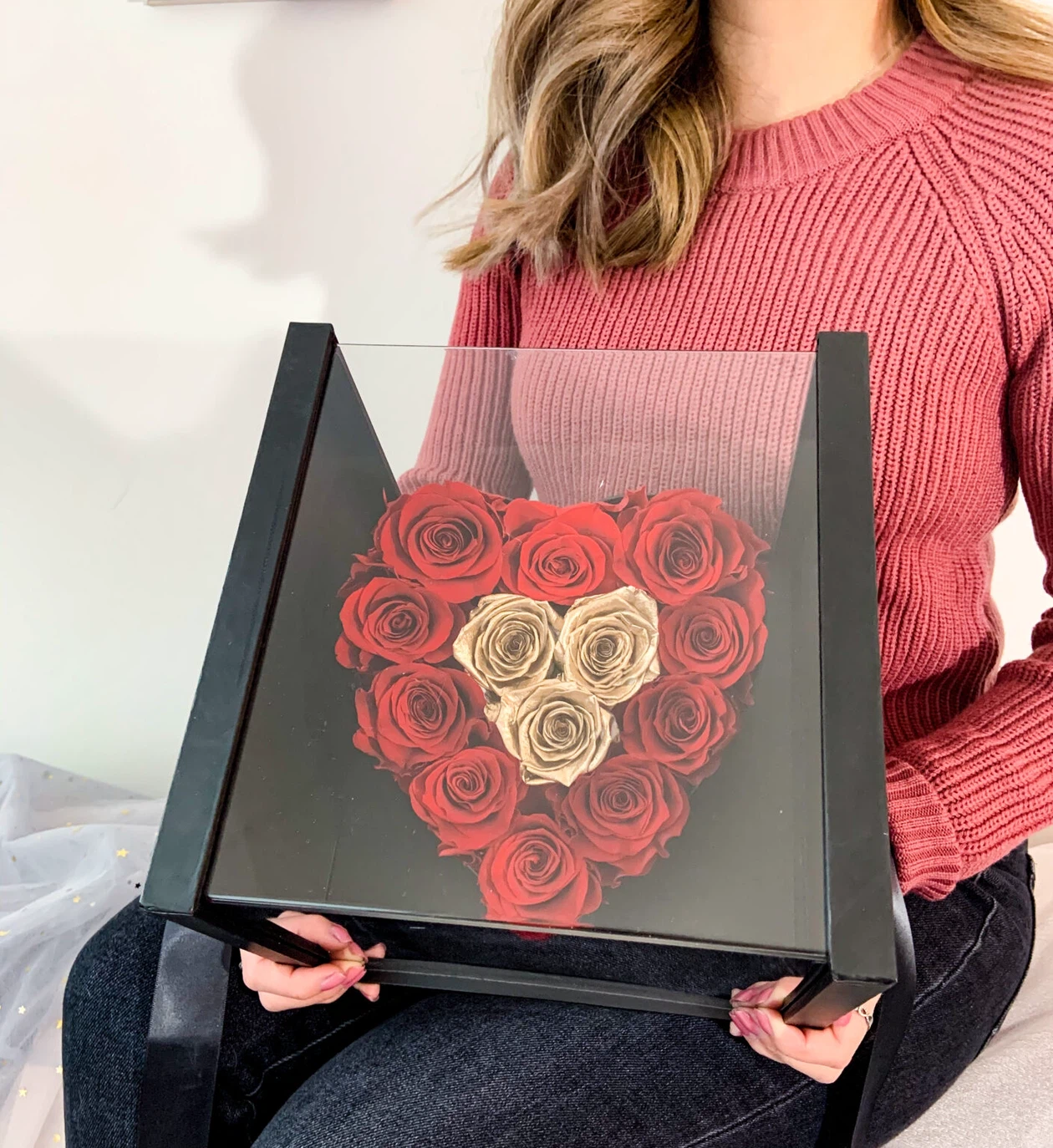Heart Shaped Preserved Rose Box