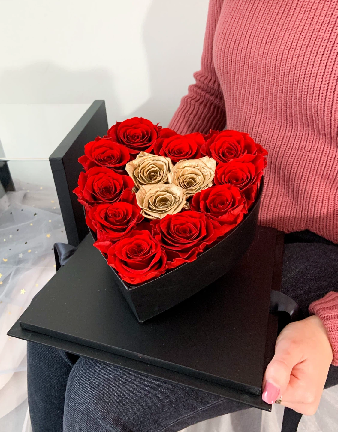 Heart Shaped Preserved Rose Box - photo 2