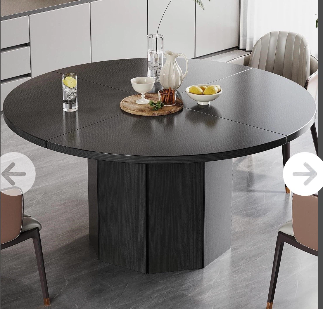 Black round dining table 47 inch