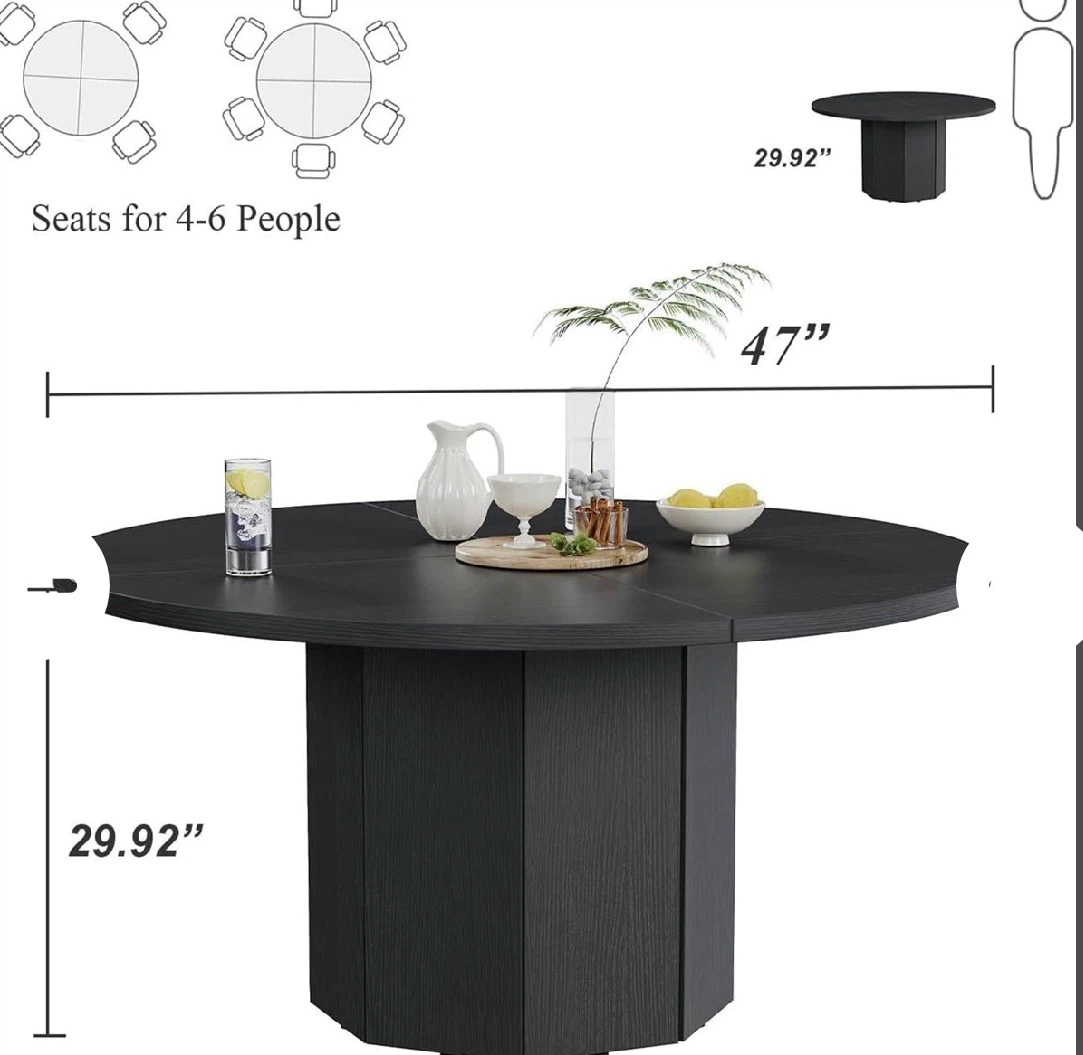 Black round dining table 47 inch - photo 2