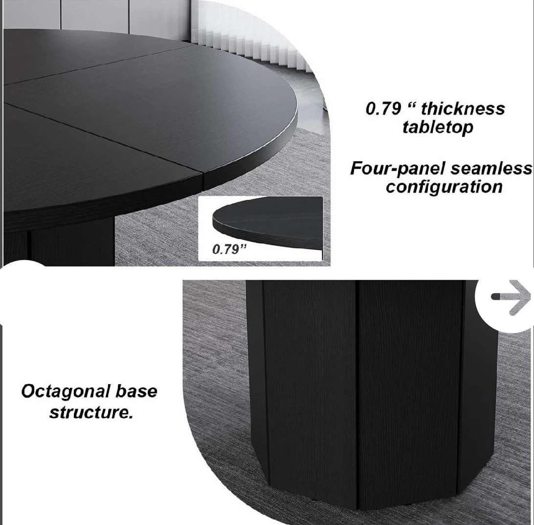 Black round dining table 47 inch - photo 3
