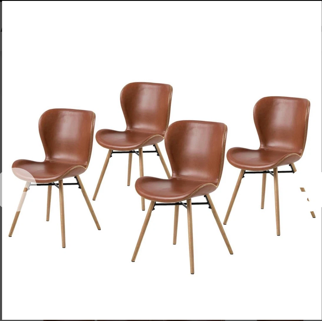 Set of 4 Faux Leather Dining Chairs