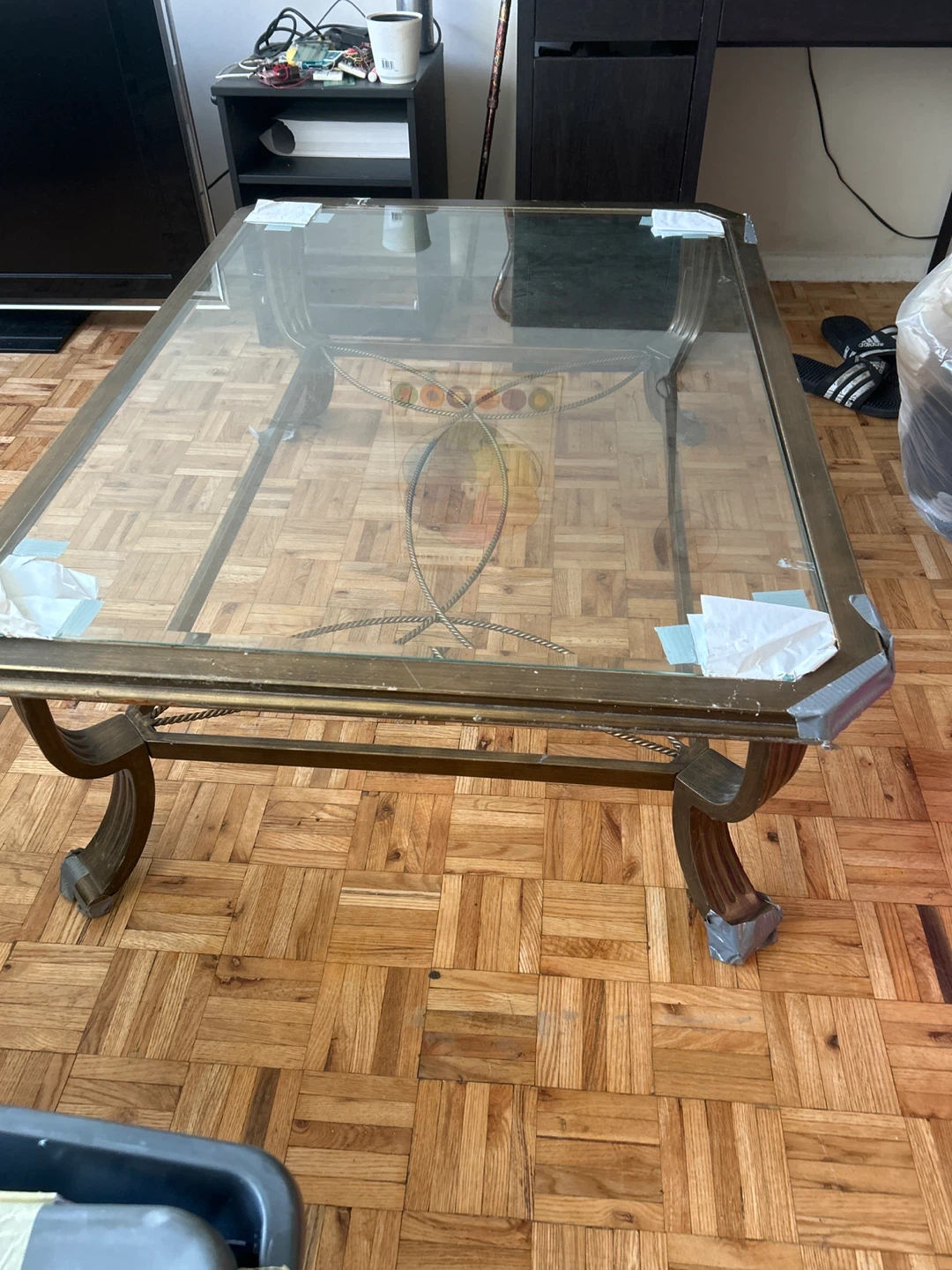 Vintage Brass and Glass Coffee Table