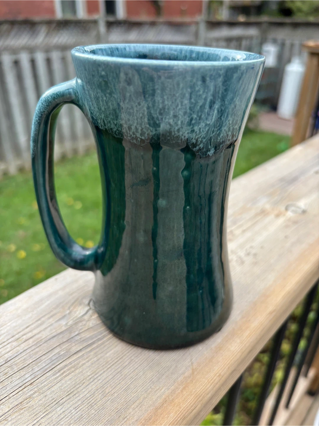 68-69 Green Drip Glaze Bowling Trophy Mug - photo 2