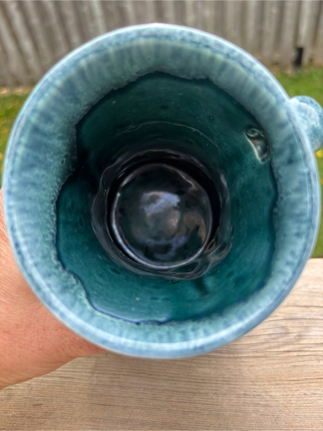 68-69 Green Drip Glaze Bowling Trophy Mug - photo 4