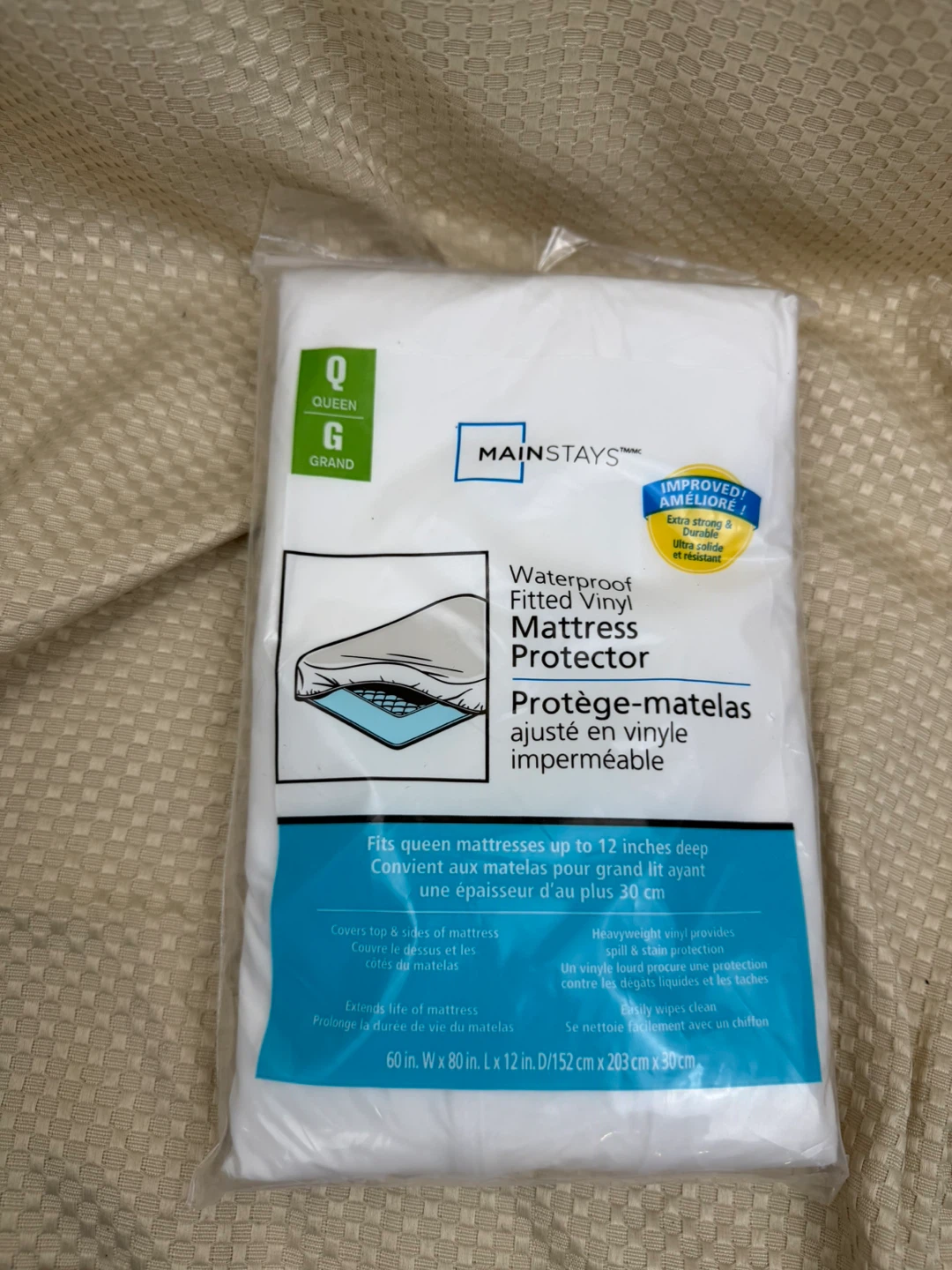 Mainstays Queen Waterproof Fitted Vinyl Mattress Protector - photo 2