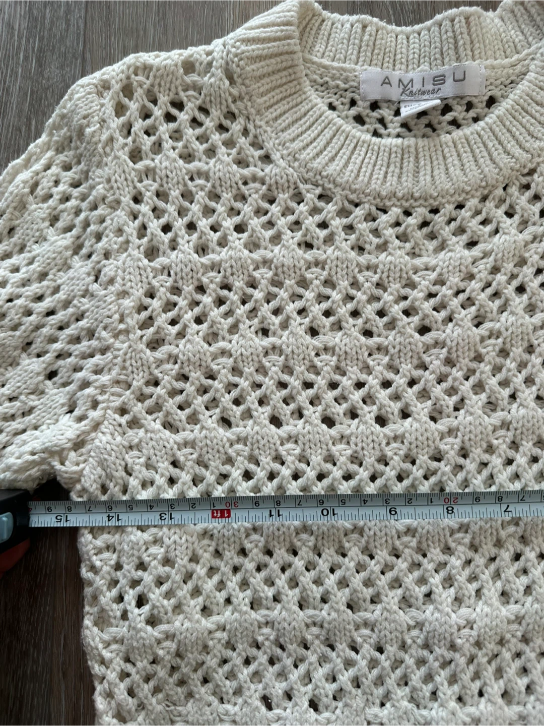Amisu Knitwear Cream Open-Knit Sweater S - photo 4