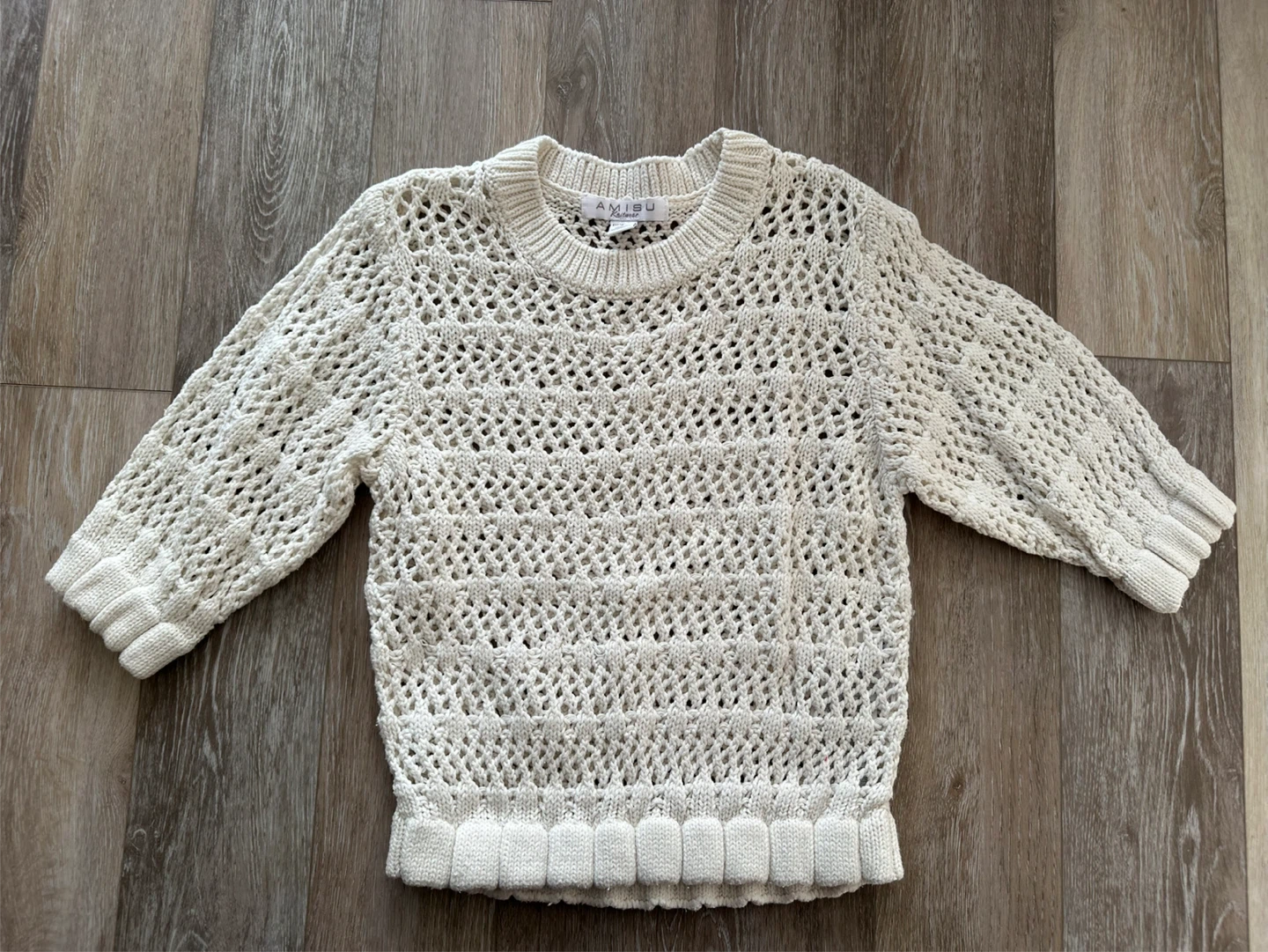 Amisu Knitwear Cream Open-Knit Sweater S
