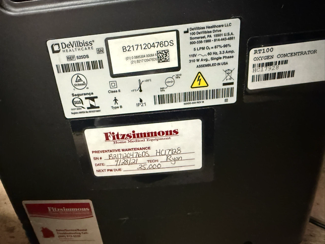 DeVilbiss 5 Liter Oxygen Concentrator - photo 2