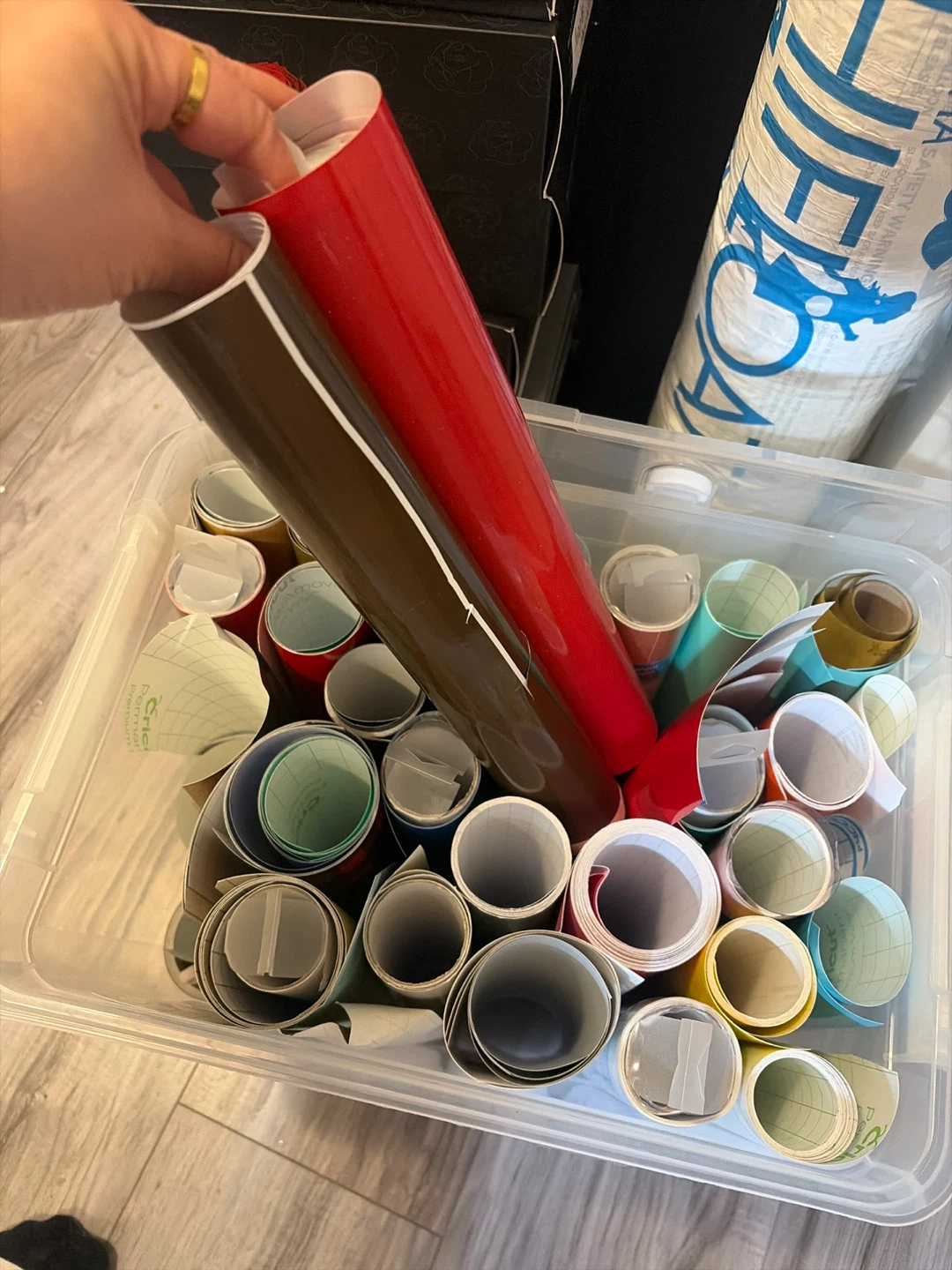Assorted Craft Vinyl Rolls in Storage Bin - photo 2