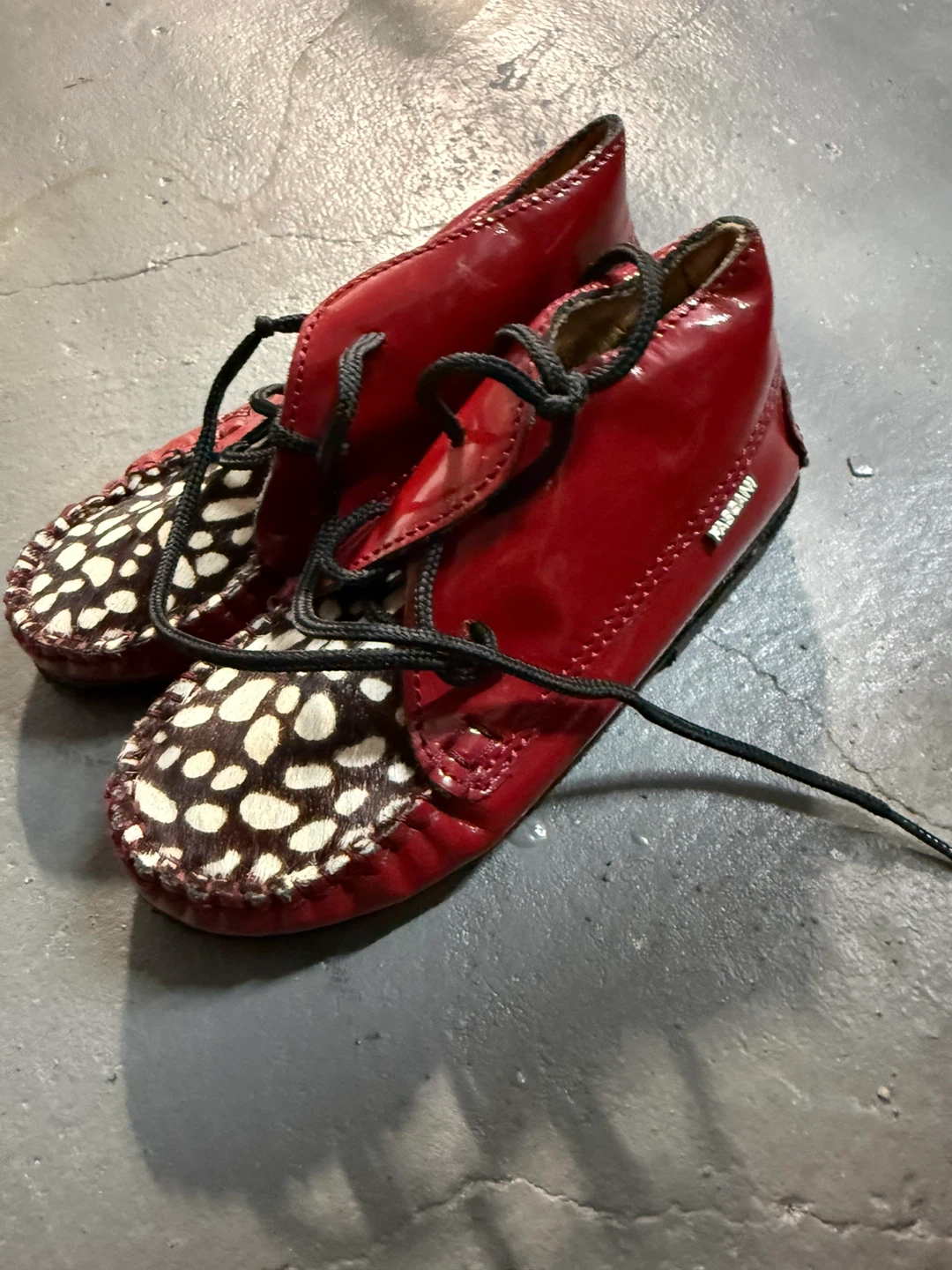 Pascan Red Leather Animal Print Shoes