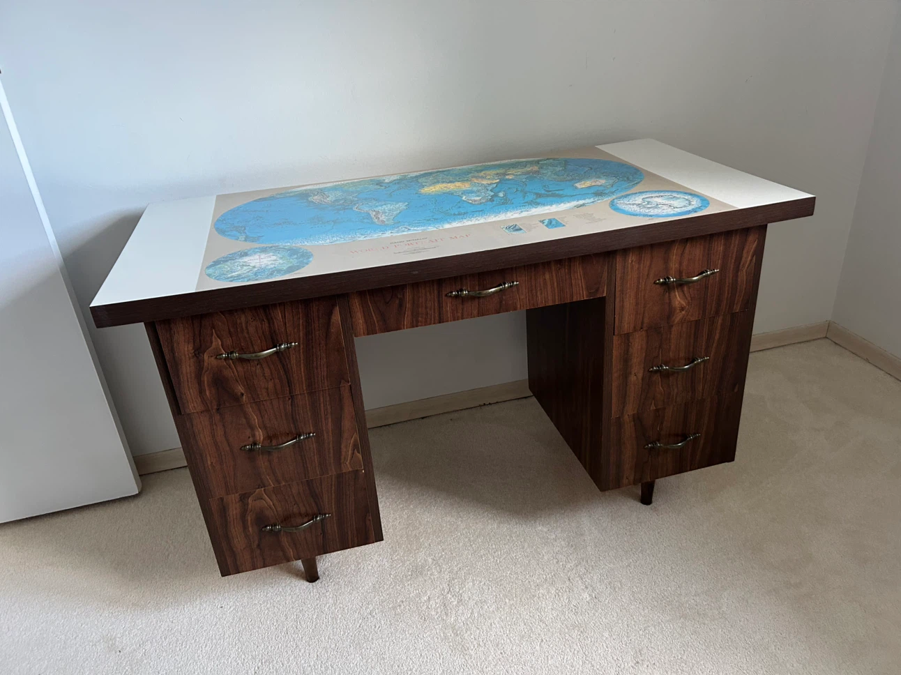 Mid-Century Modern World Map Desk