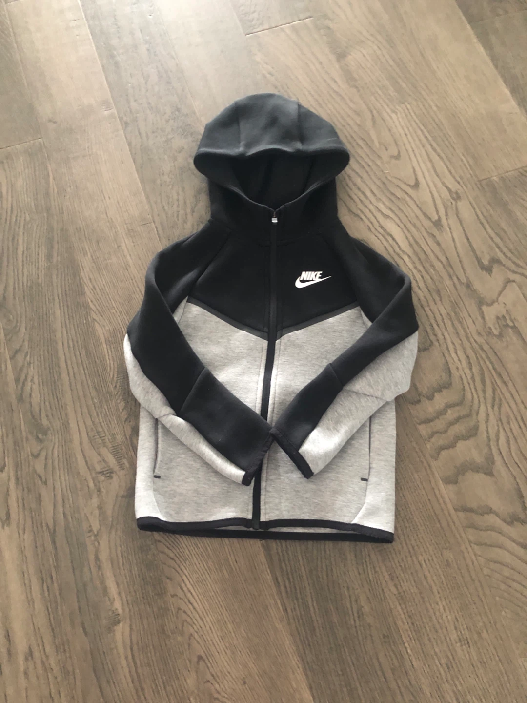 Kids Nike Tech Fleece Hoodie Black and Grey