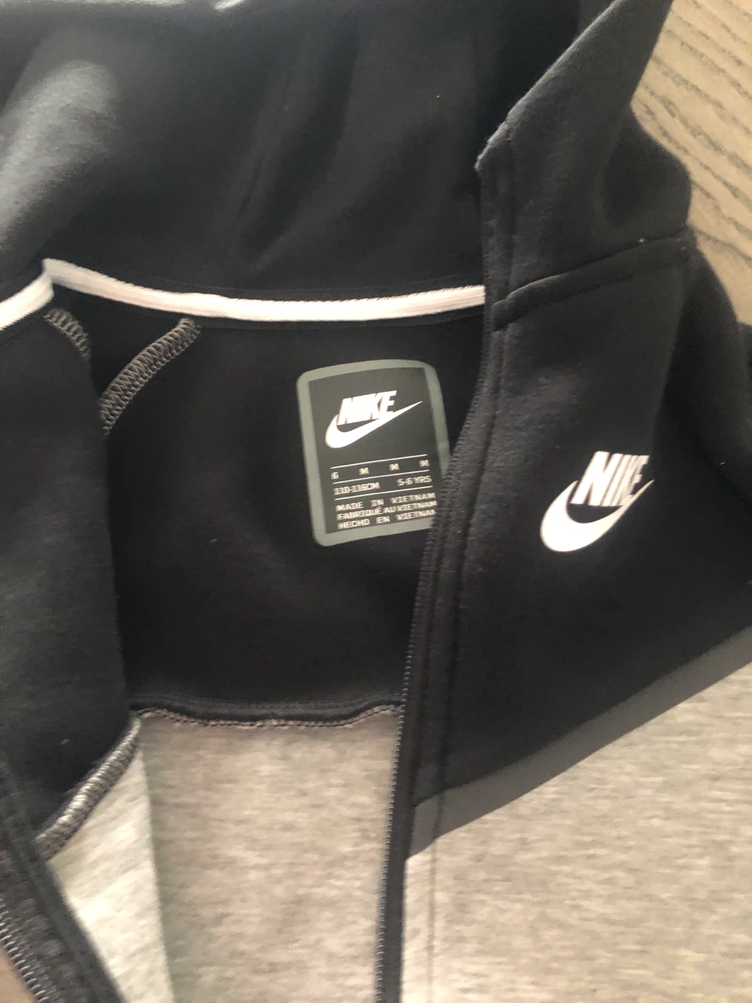 Kids Nike Tech Fleece Hoodie Black and Grey - photo 4