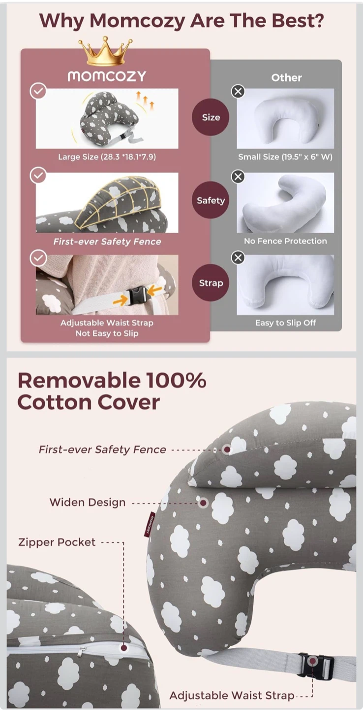 Momcozy Nursing Pillow with Safety Fence - photo 3