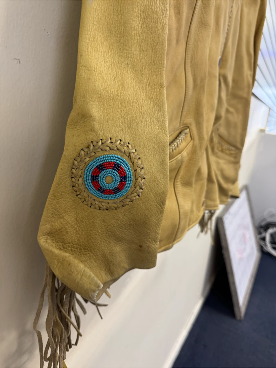 Vintage Western Leather Jacket with Beaded Details - photo 2