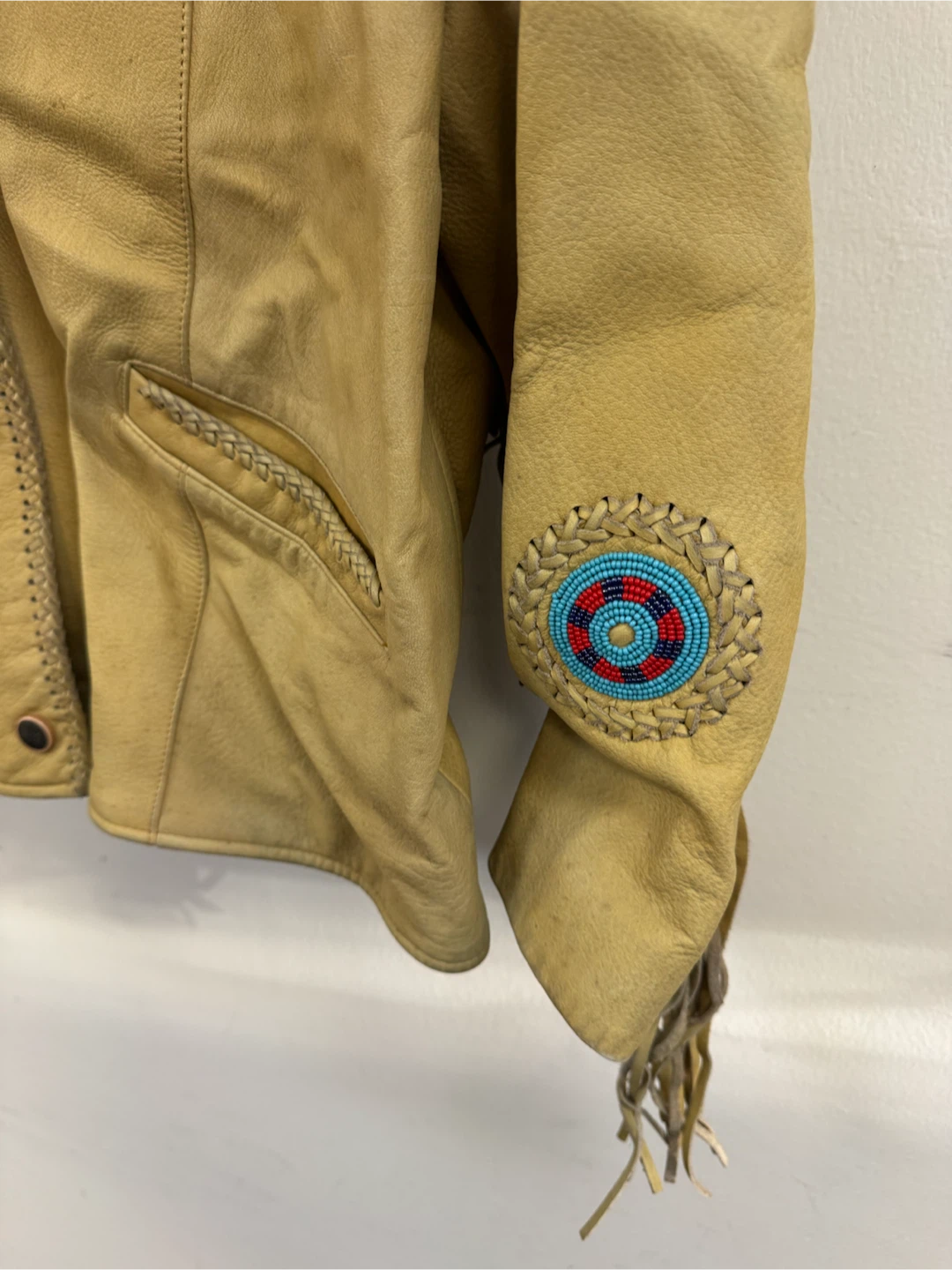 Vintage Western Leather Jacket with Beaded Details - photo 4