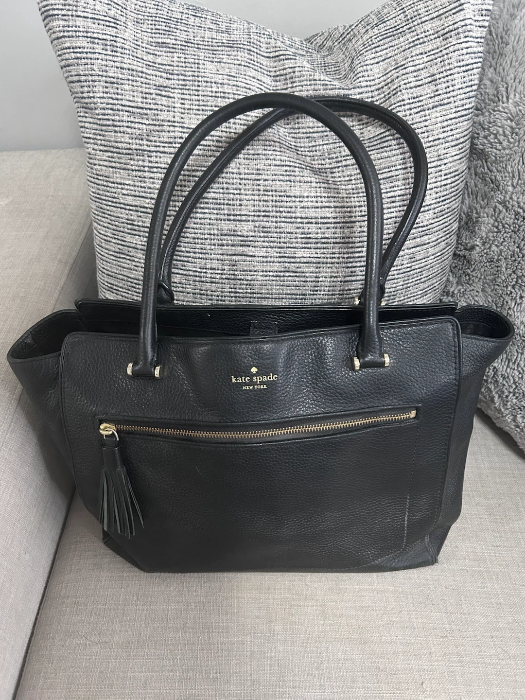 Kate Spade Black Leather Tote Bag