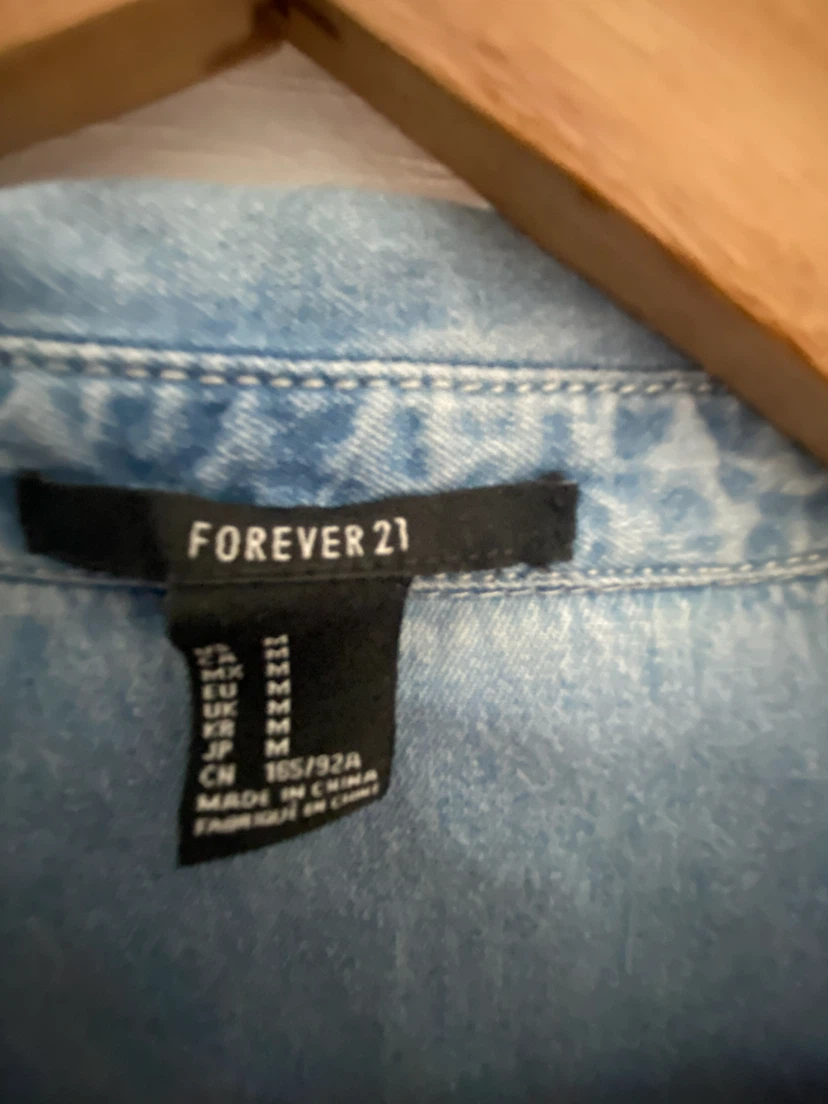Forever 21 Patterned Sleeve Denim Shirt - photo 3
