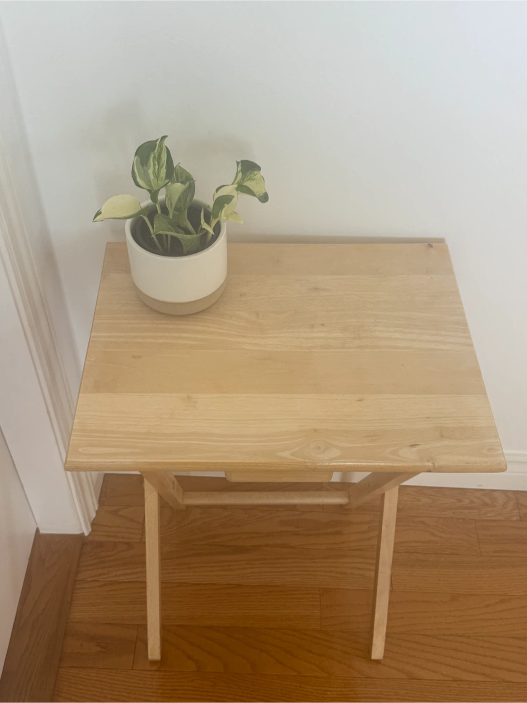 Natural Wood Folding Side Table