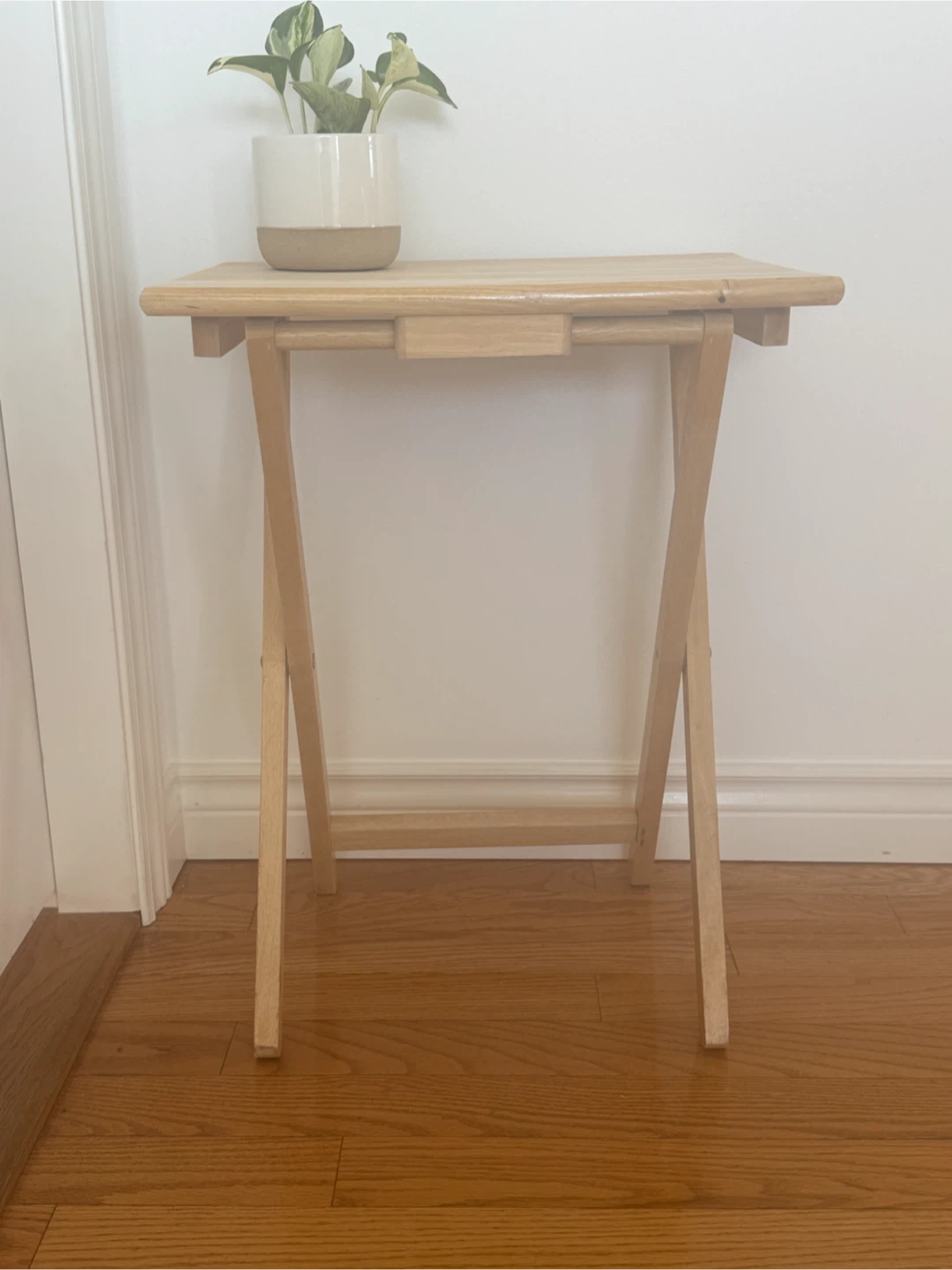 Natural Wood Folding Side Table - photo 3