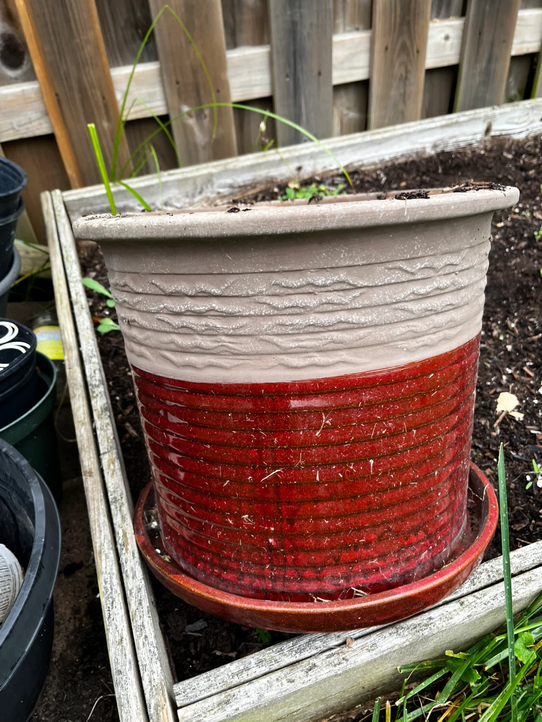 Glazed Ceramic Plant Pot with Saucer