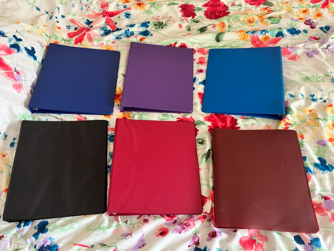 Set of 6 Assorted Colour Binders
