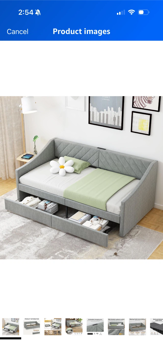 Grey Upholstered Daybed with Storage - photo 5