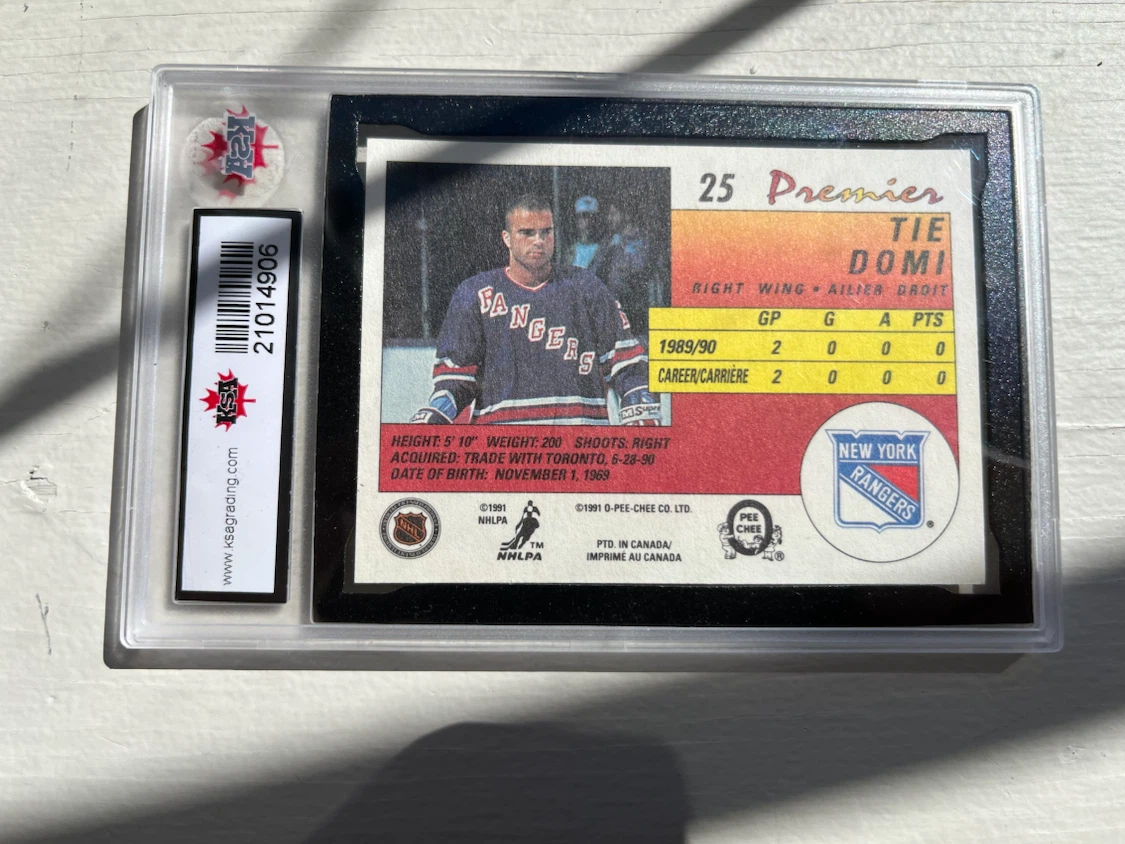 1990-91 O-Pee-Chee Premier Tie Domi Rookie Card KSA 9 - photo 2